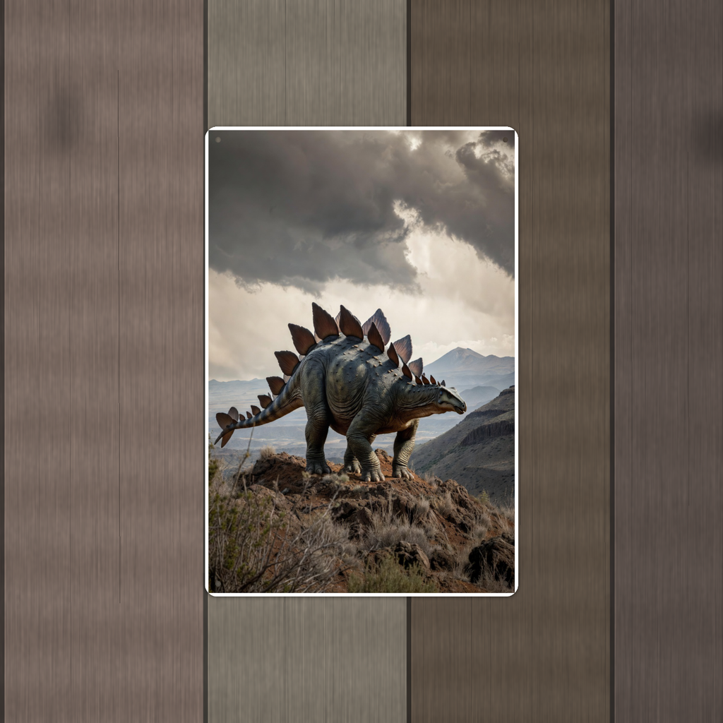 Stegosaurus Mountain Ridge - Dinosaur Metal Sign 8x12 & 12x18, Aluminum Decor — Alternate wall view