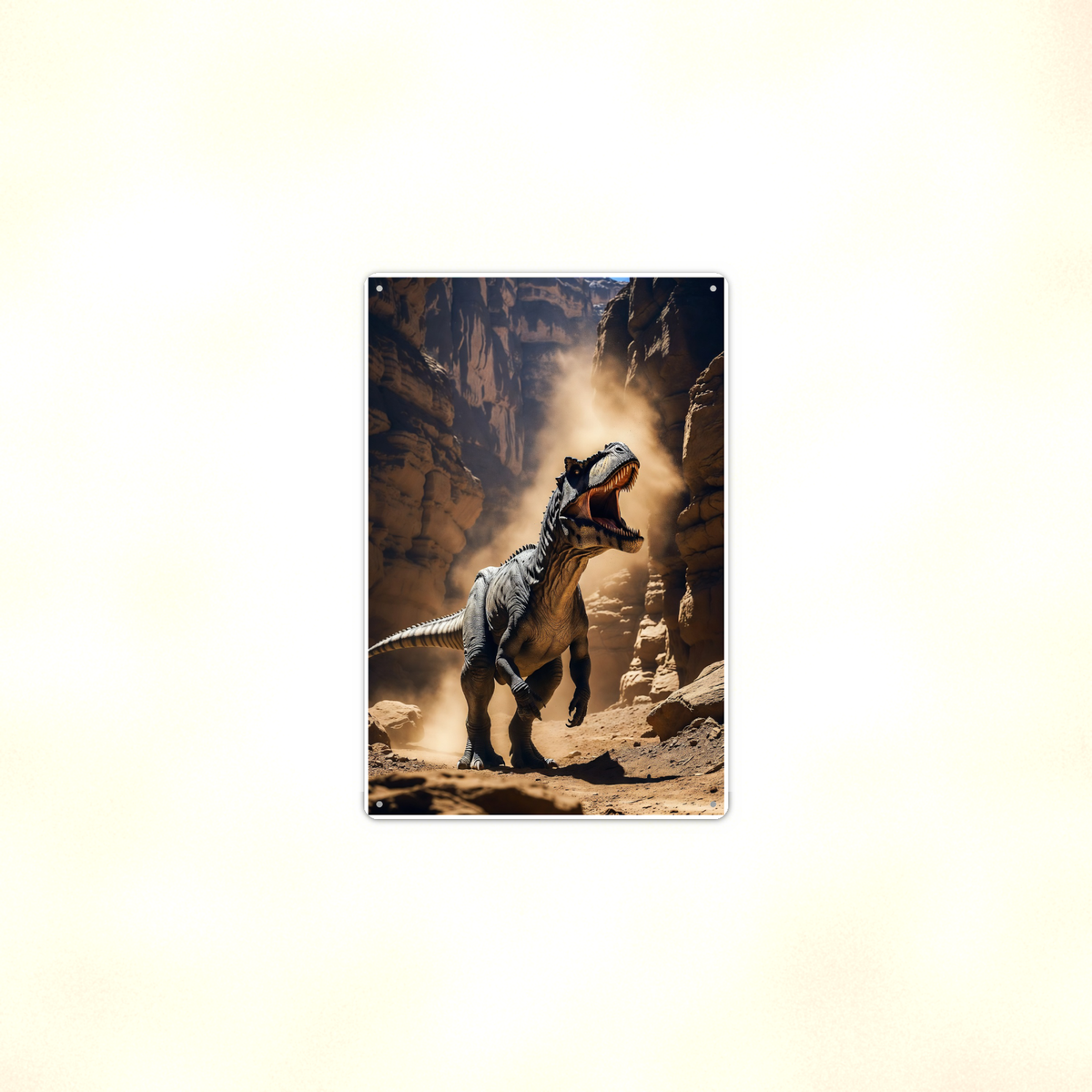 Roaring Dinosaur Canyon Scene - Metal Sign 8x12 & 12x18, Aluminum Decor — Context view