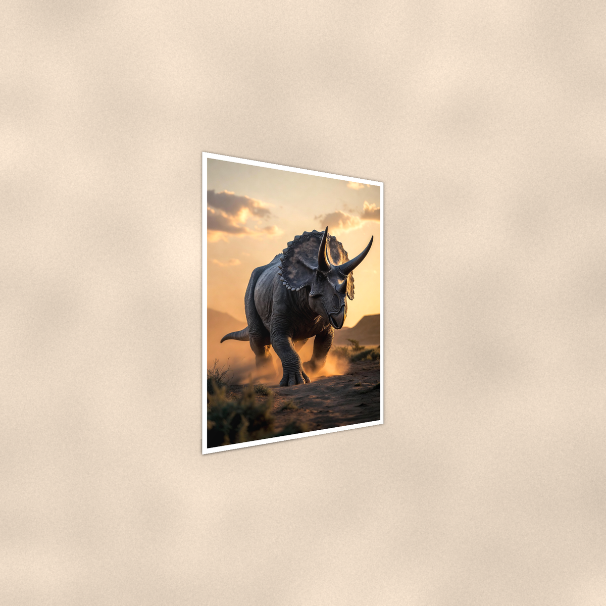 Triceratops Sunset Plains - Dinosaur Poster 16x24 & 24x36 — Alternate wall view