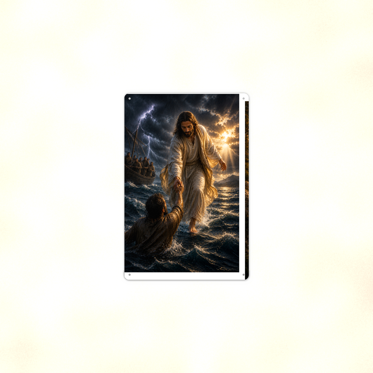 Jesus Saves Sinking Peter - Christian Metal Sign 8x12 & 12x18 — Context view