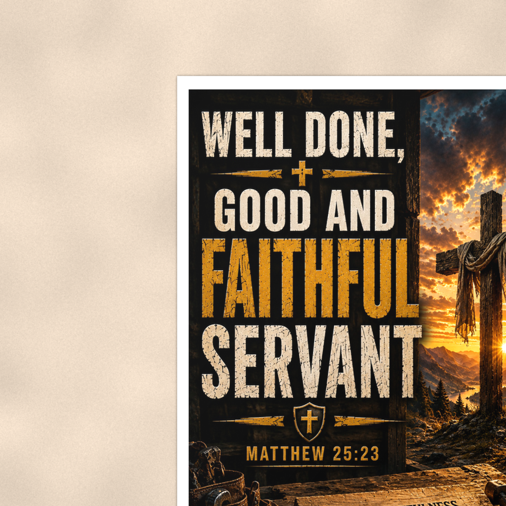 Well Done, Good And Faithful Servant - Matthew 25:23, Christian Poster 16x24 & 24x36 — Context view