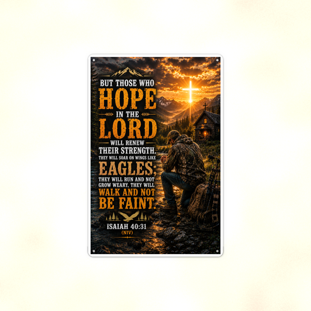 Hope In The Lord Will Renew Their Strength - Isaiah 40:31, Christian Metal Sign 8x12 & 12x18 — Full product view