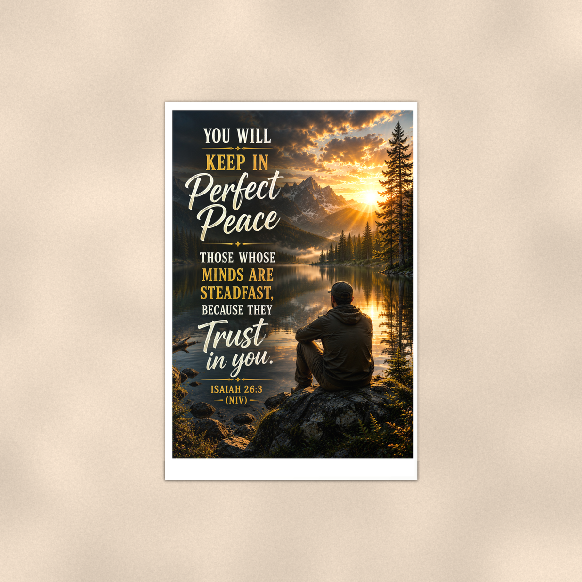 You Will Keep In Perfect Peace - Isaiah 26:3, Christian Poster 16x24 & 24x36 — Full product view