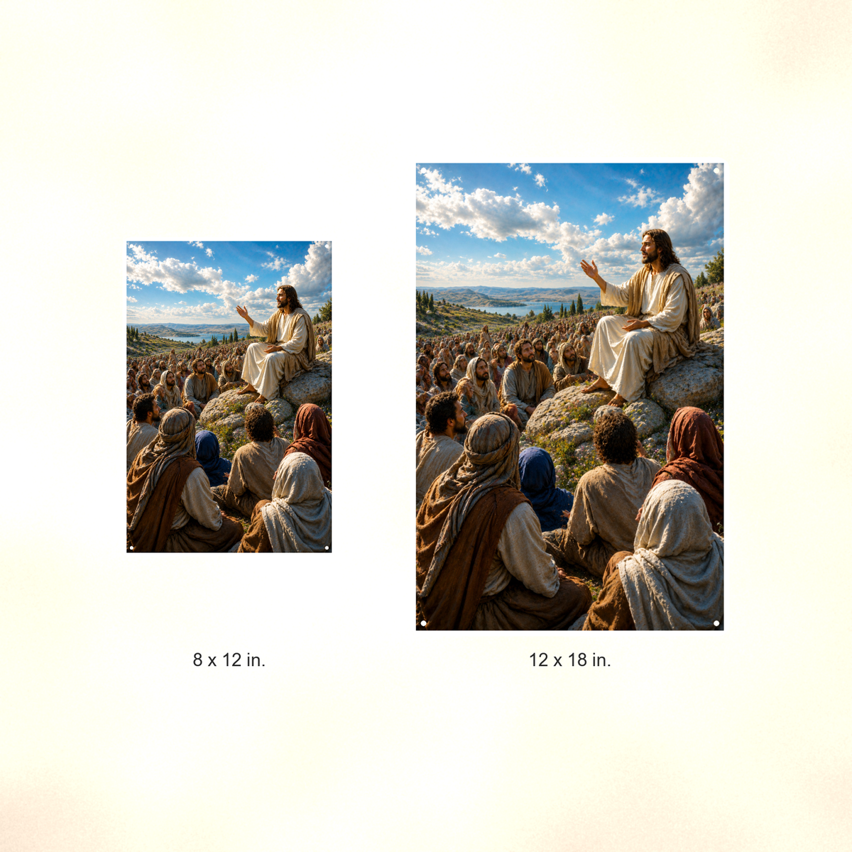 Sermon On The Mount - Christian Metal Sign 8x12 & 12x18 — Size options comparison