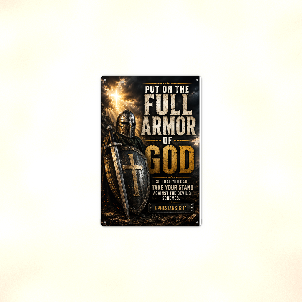 Put On The Full Armor Of God - Ephesians 6:11, Christian Metal Sign 8x12 & 12x18 — Context view