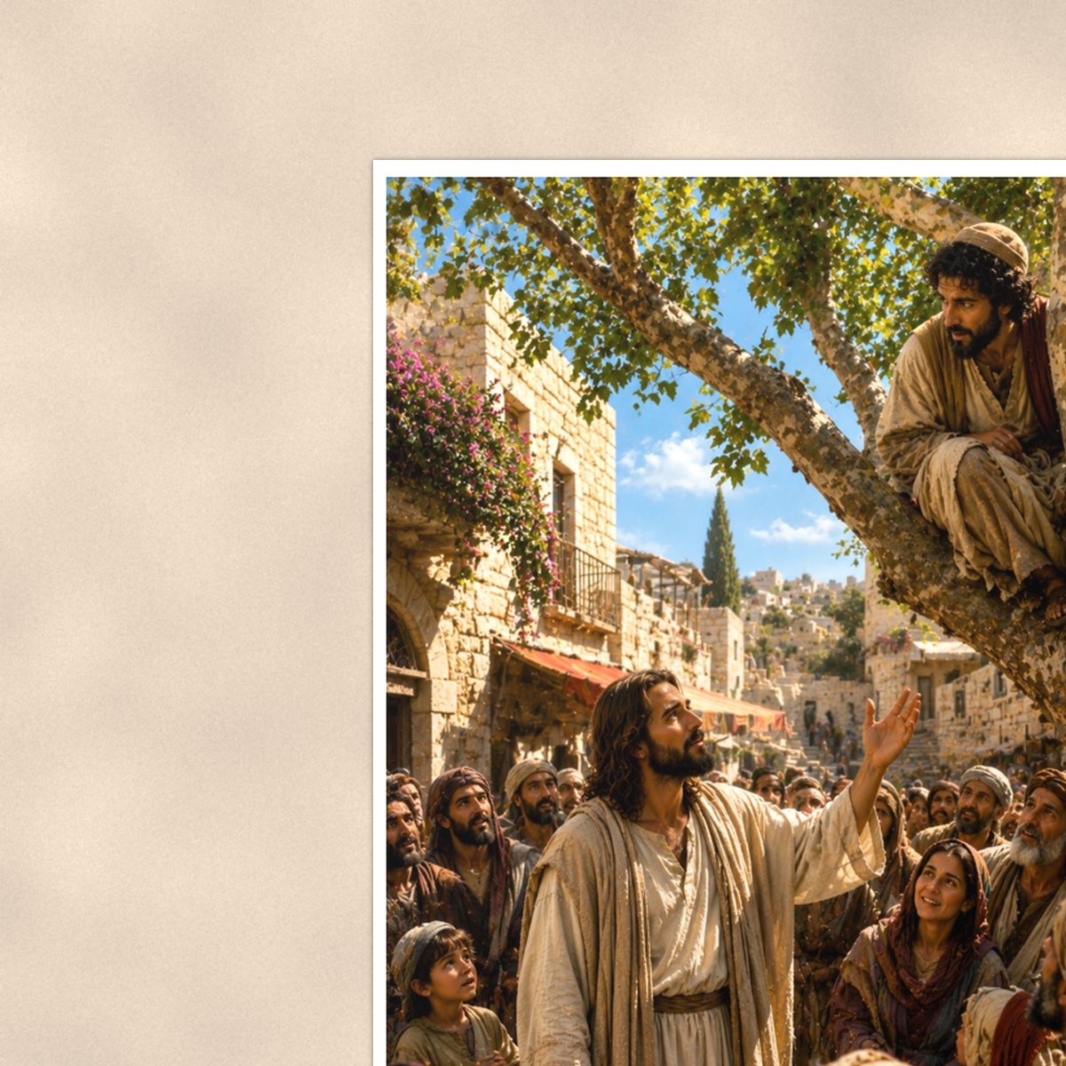 Jesus Calling Zacchaeus From The Tree - Christian Poster 16x24 & 24x36 — Context view