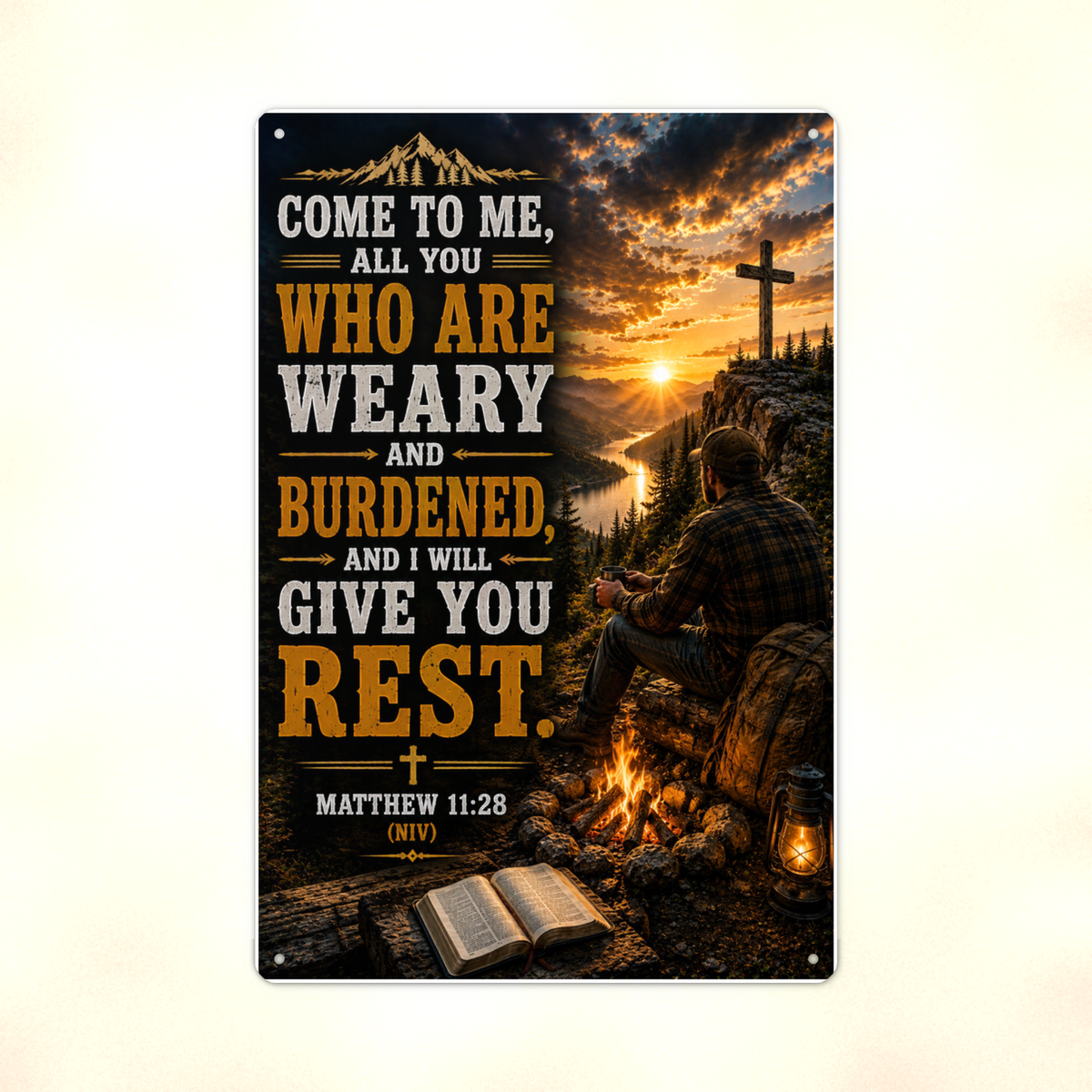 Come To Me, All Who Are Weary - Matthew 11:28, Christian Metal Sign 8x12 & 12x18 — Print detail