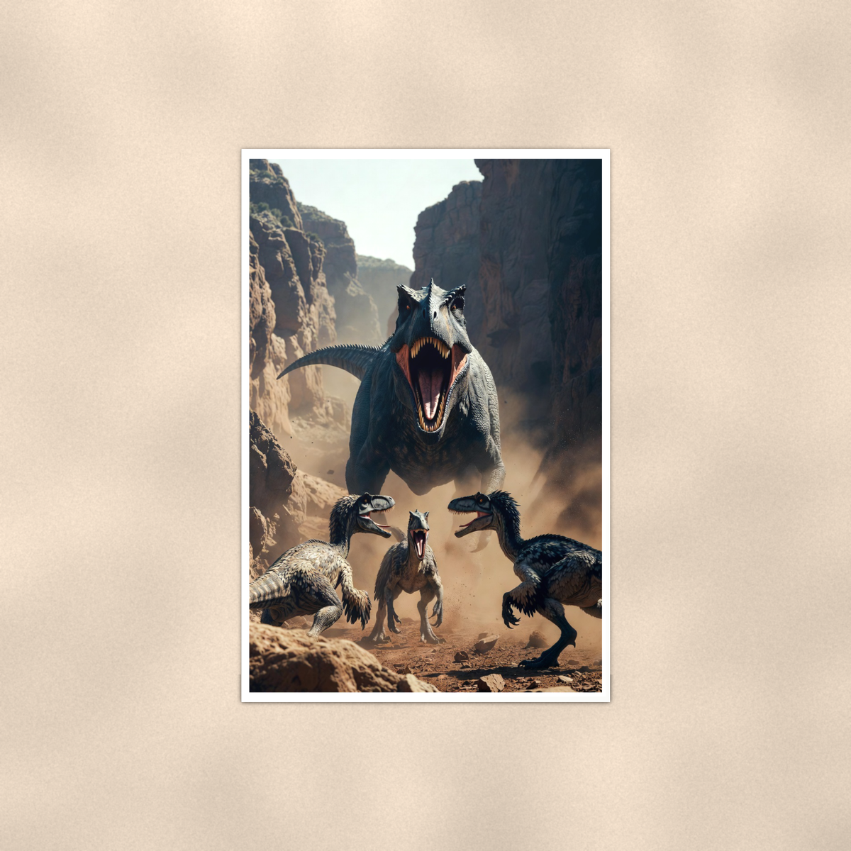 Predator Dinosaur and Raptor Pack, Canyon Scene - Poster 16x24 & 24x36 — Full product view