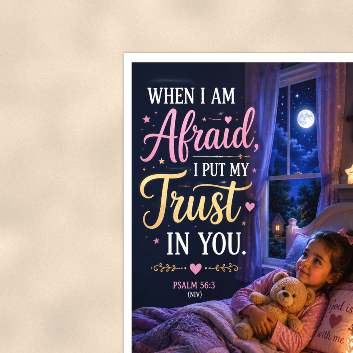 When Afraid, I Put My Trust In You - Psalm 56:3, Christian Poster 16x24 & 24x36 — Context view