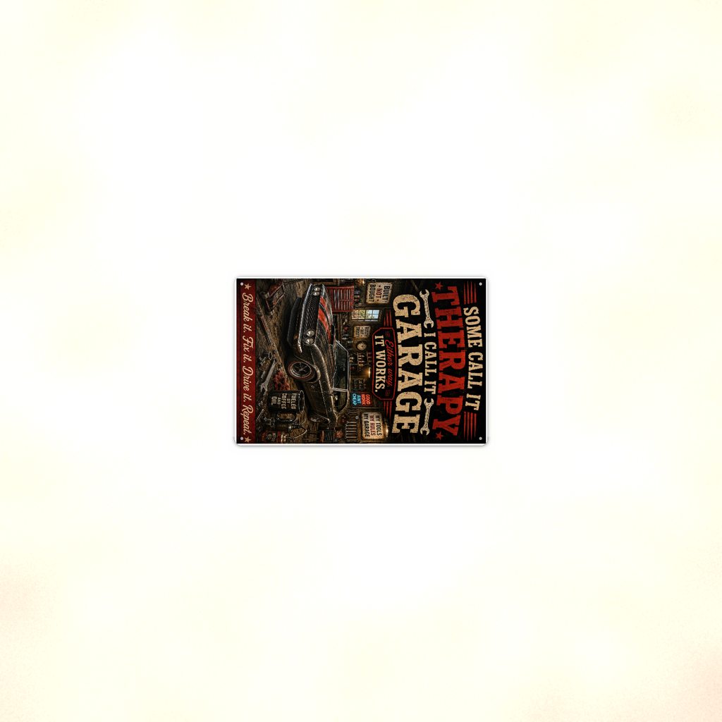 Some Call It Therapy, Garage Works Either Way - Funny Metal Sign 8x12 & 12x18 — Room display