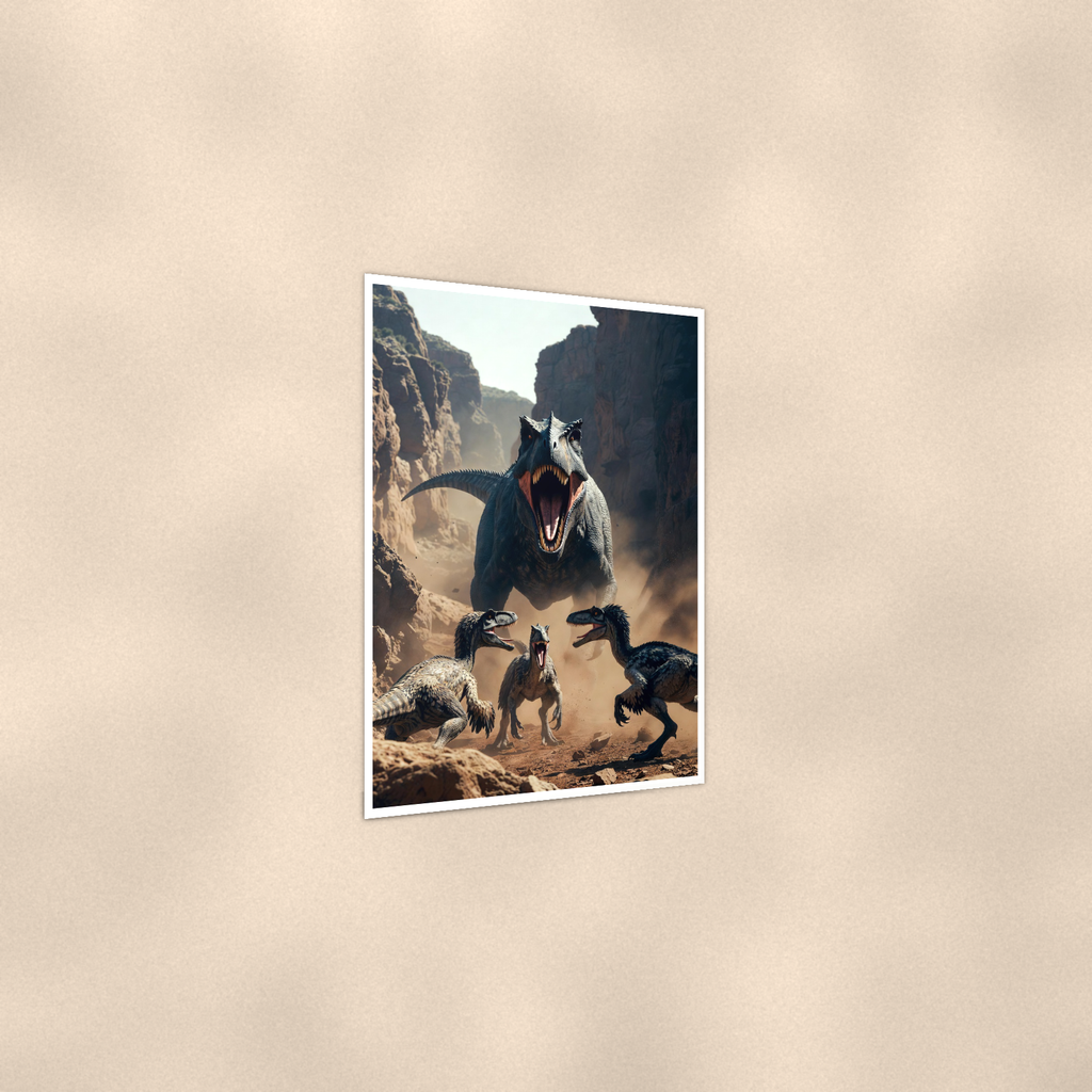 Predator Dinosaur and Raptor Pack, Canyon Scene - Poster 16x24 & 24x36 — Print detail