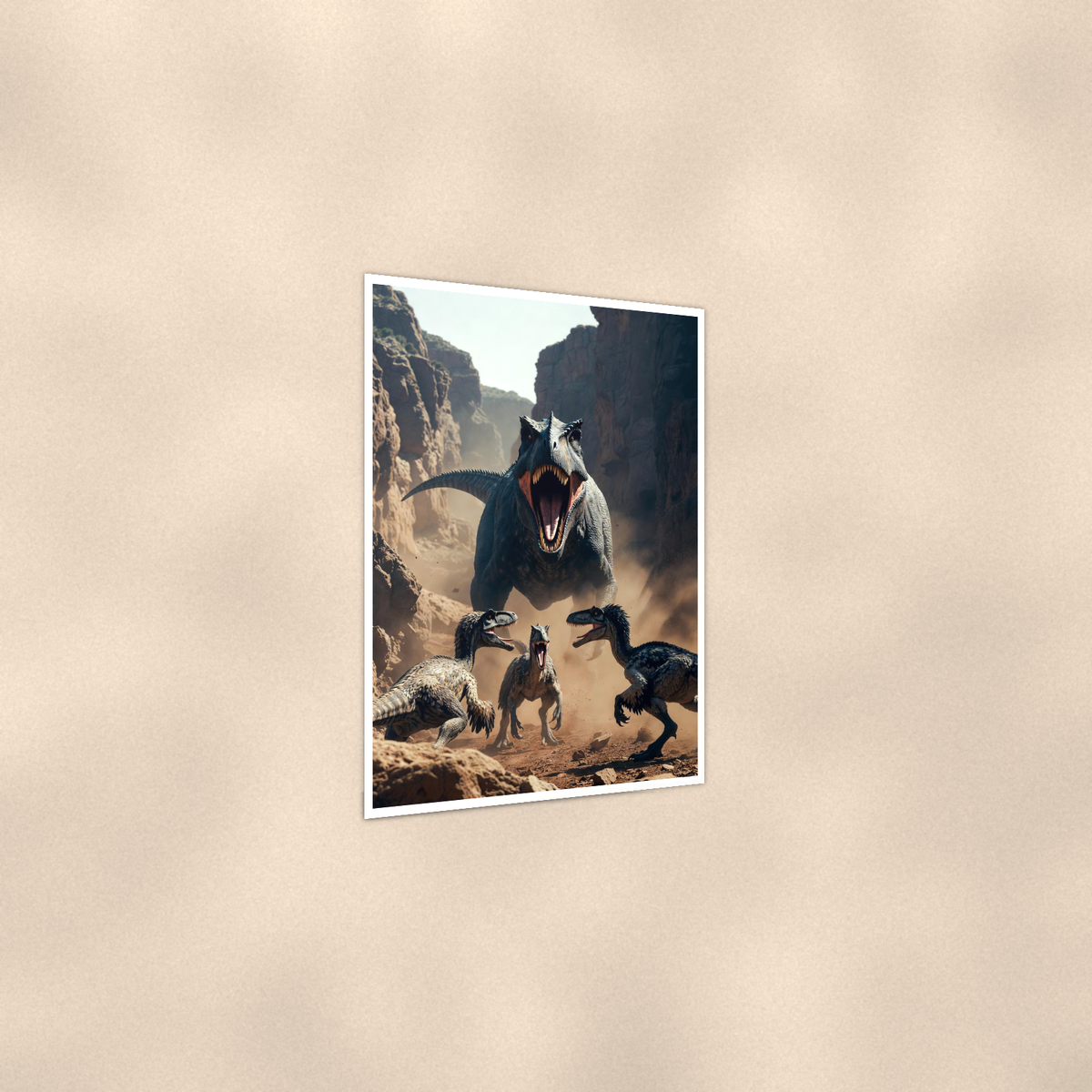 Predator Dinosaur and Raptor Pack, Canyon Scene - Poster 16x24 & 24x36 — Print detail