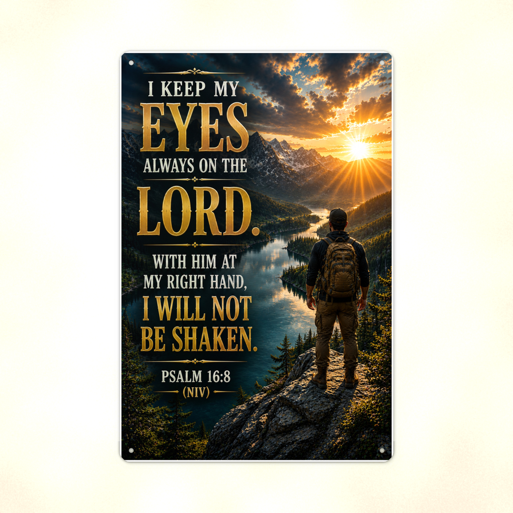 I Keep My Eyes Always On The Lord - Psalm 16:8, Christian Metal Sign 8x12 & 12x18 — Print detail