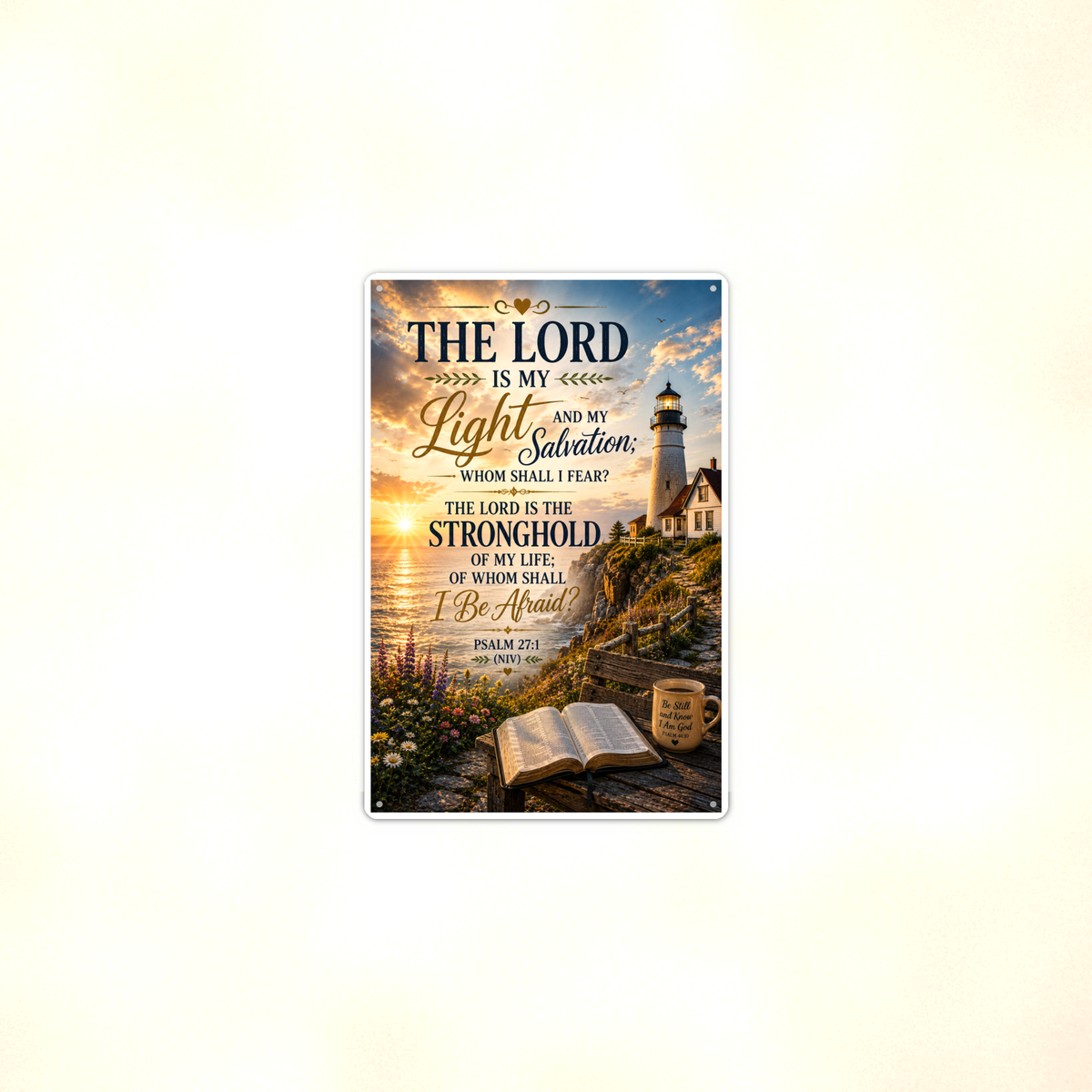 The Lord Is My Light And Salvation - Psalm 27:1, Christian Metal Sign 8x12 & 12x18 — Context view