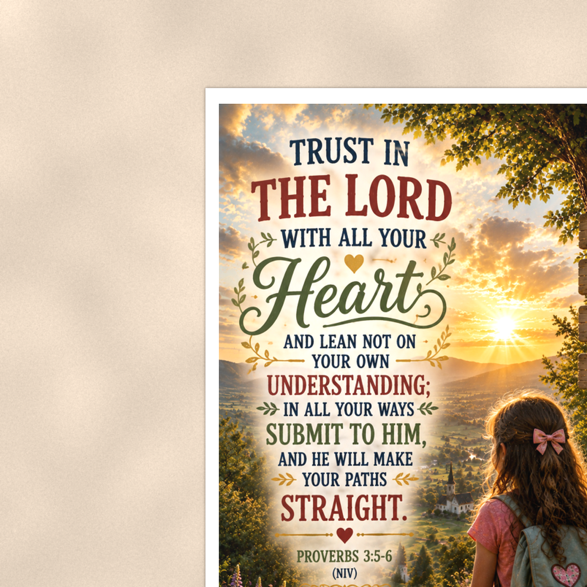 Trust In The Lord Girl At The Signpost - Proverbs 3:5-6, Christian Poster 16x24 & 24x36 — Context view