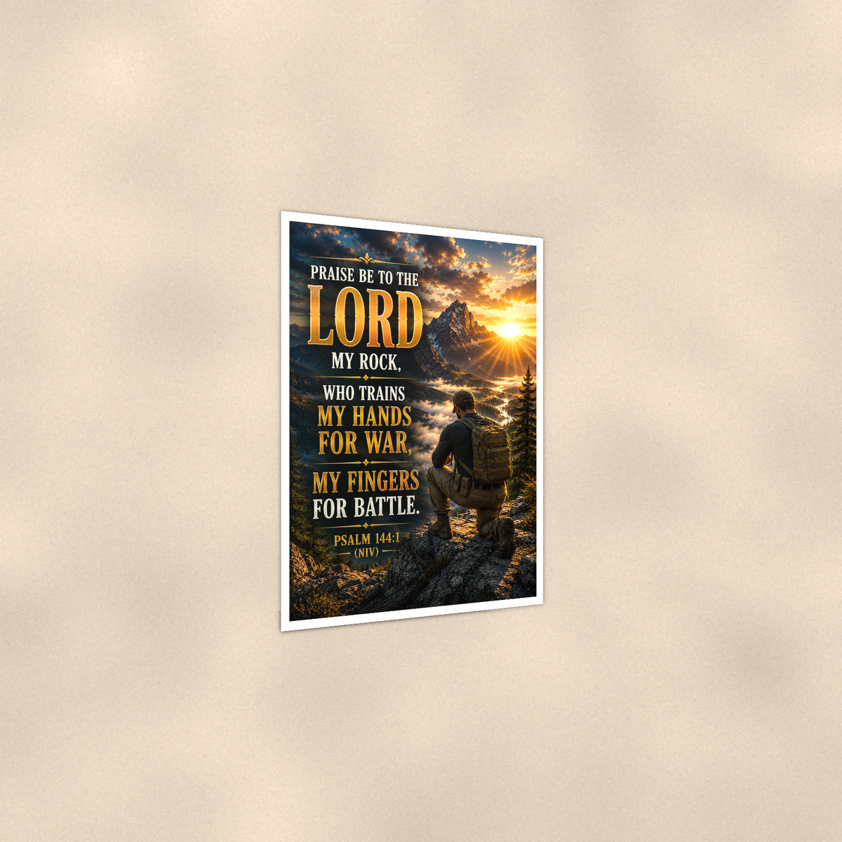 Praise Be To The Lord My Rock - Psalm 144:1, Christian Poster 16x24 & 24x36 — Print detail