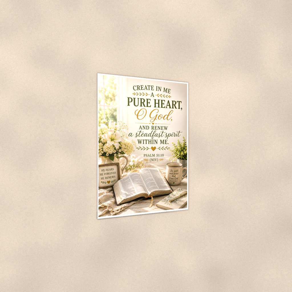 Create In Me A Pure Heart, O God - Psalm 51:10, Christian Poster 16x24 & 24x36 — Print detail