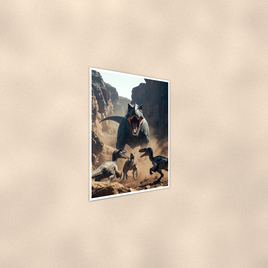 Predator Dinosaur and Raptor Pack, Canyon Scene - Poster 16x24 & 24x36 — Alternate wall view