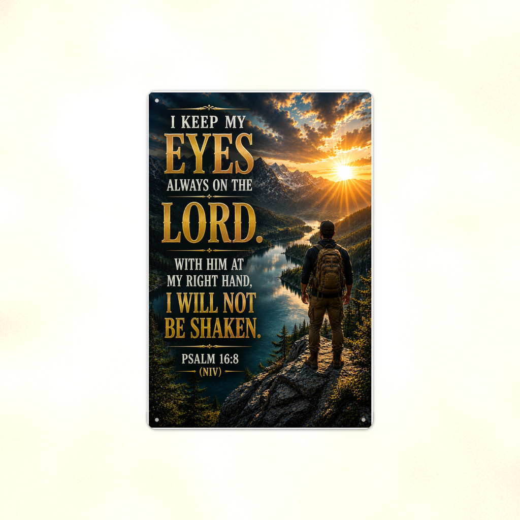 I Keep My Eyes Always On The Lord - Psalm 16:8, Christian Metal Sign 8x12 & 12x18 — Full product view