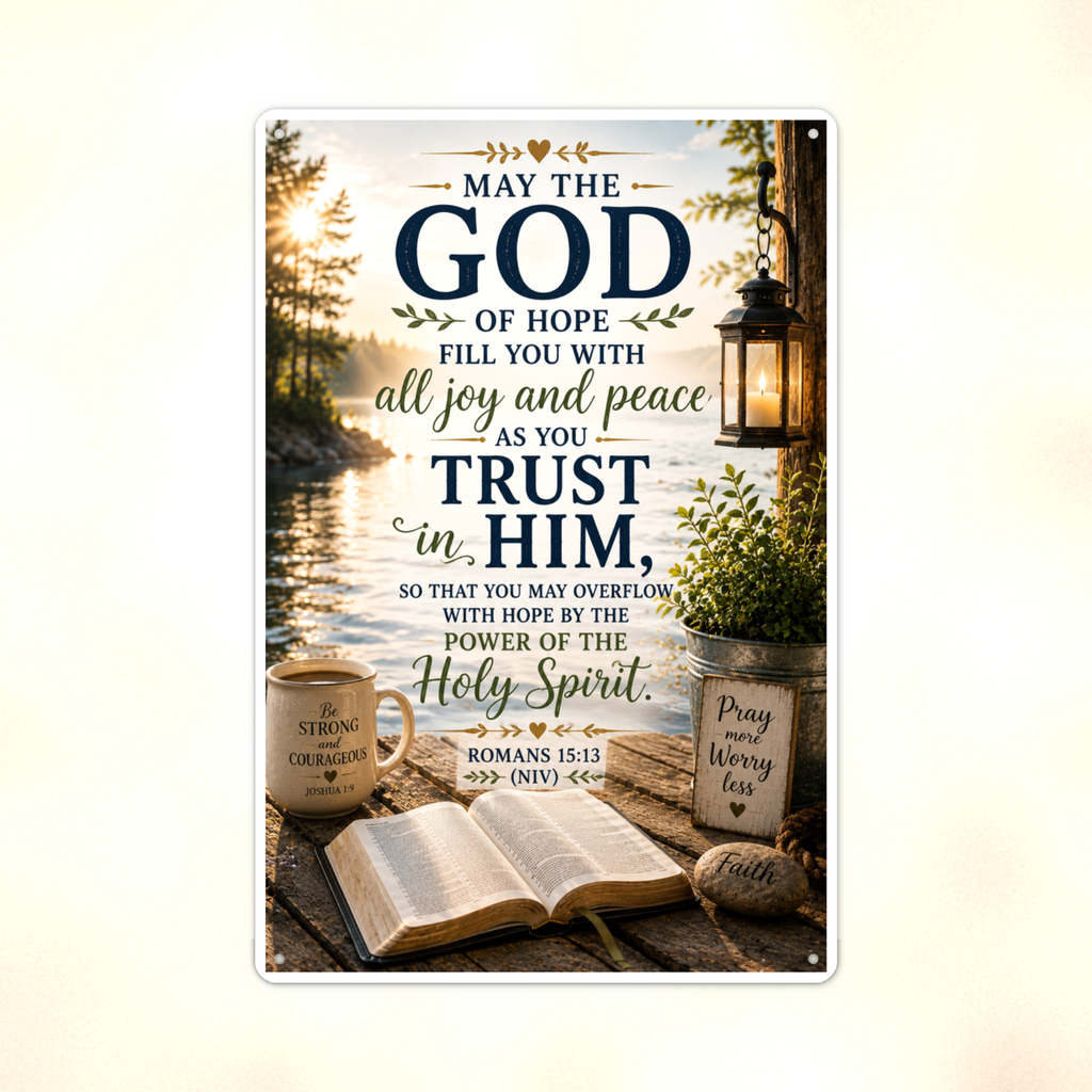 May The God Of Hope Fill You - Romans 15:13, Christian Metal Sign 8x12 & 12x18 — Print detail