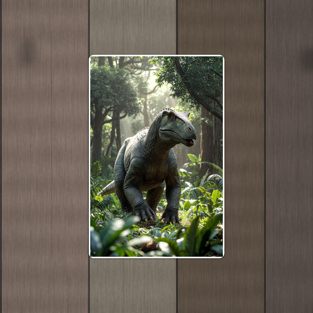 Horned Dinosaur Forest Scene - Metal Sign 8x12 & 12x18, Aluminum Decor — Alternate wall view