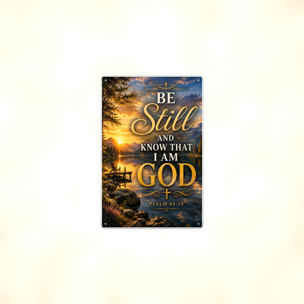 Be Still And Know That I Am God - Psalm 46:10, Christian Metal Sign 8x12 & 12x18 — Context view