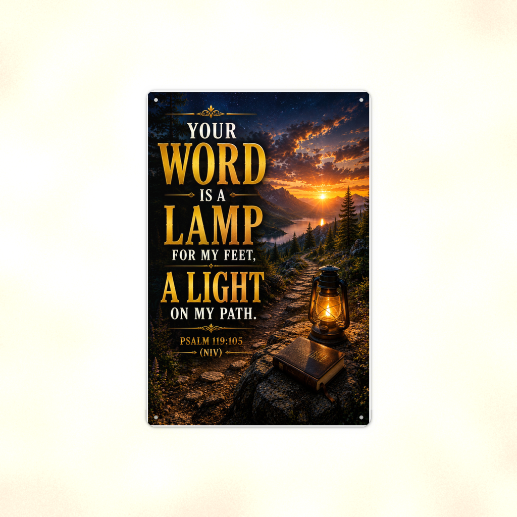 Your Word Is A Lamp For My Feet - Psalm 119:105, Christian Metal Sign 8x12 & 12x18 — Full product view