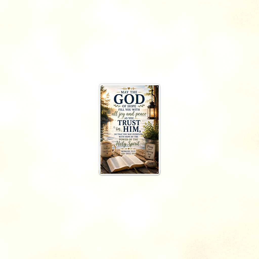 May The God Of Hope Fill You - Romans 15:13, Christian Metal Sign 8x12 & 12x18 — Room display