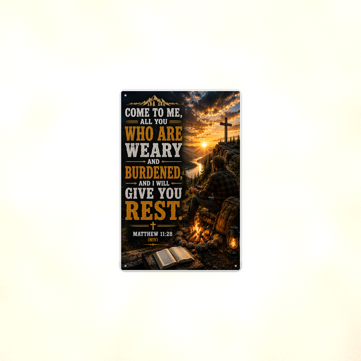 Come To Me, All Who Are Weary - Matthew 11:28, Christian Metal Sign 8x12 & 12x18 — Context view