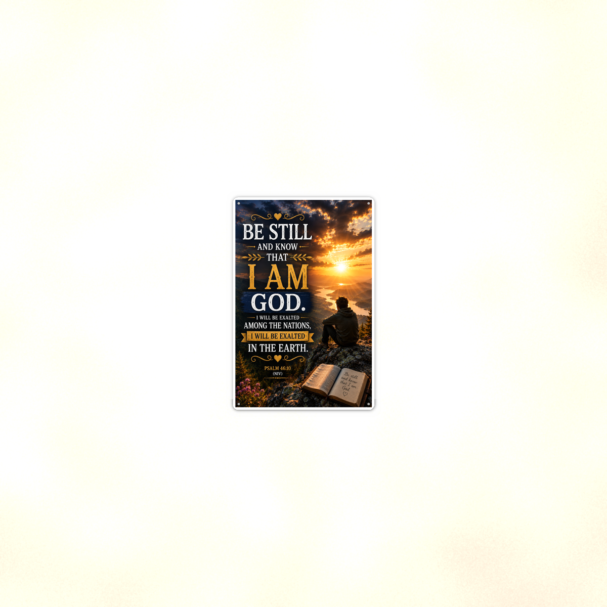 Be Still And Know That I Am God - Psalm 46:10, Christian Metal Sign 8x12 & 12x18 — Room display