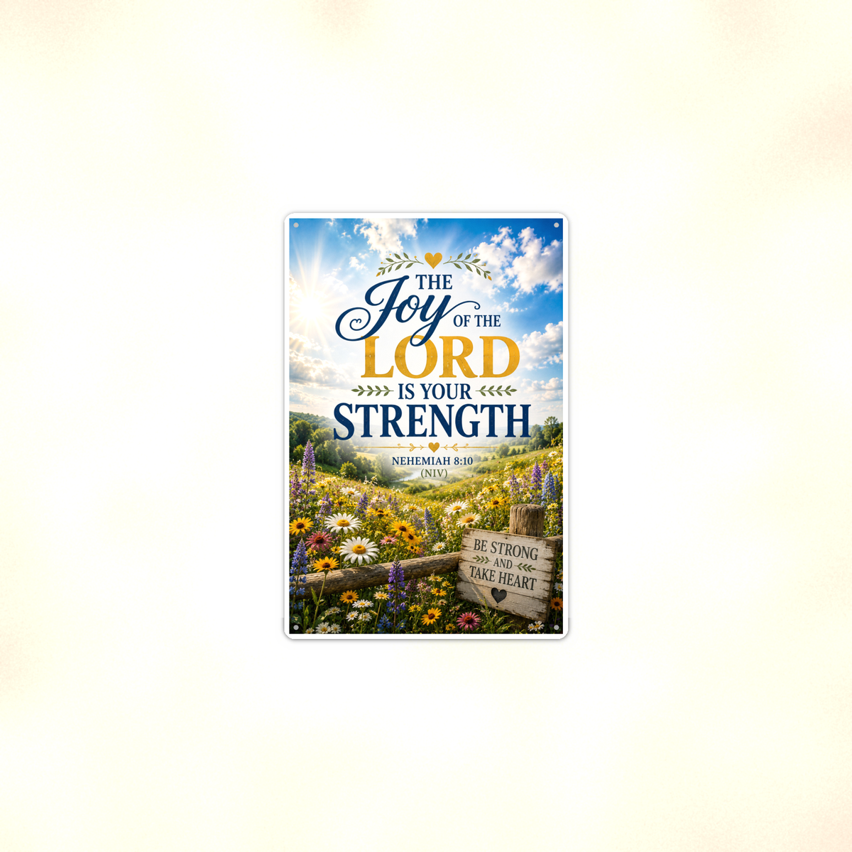 The Joy Of The Lord Is Your Strength - Nehemiah 8:10, Christian Metal Sign 8x12 & 12x18 — Context view