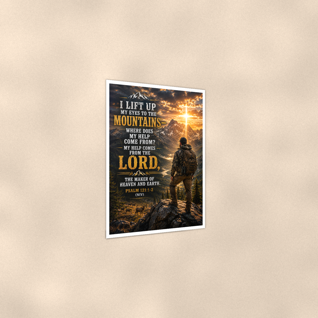 I Lift Up My Eyes To The Mountains - Psalm 121:1-2, Christian Poster 16x24 & 24x36 — Print detail