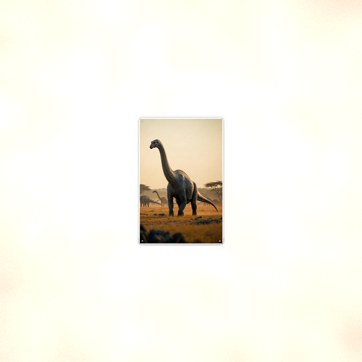 Long Neck Dinosaur Herd at Sunset - Metal Sign 8x12 & 12x18, Aluminum Decor — Room display