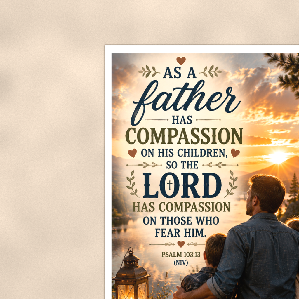 As A Father Has Compassion - Psalm 103:13, Christian Poster 16x24 & 24x36 — Context view