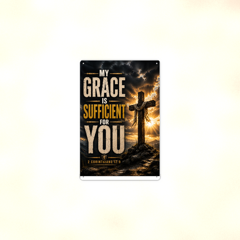 My Grace Is Sufficient For You - 2 Corinthians 12:9, Christian Metal Sign 8x12 & 12x18 — Context view