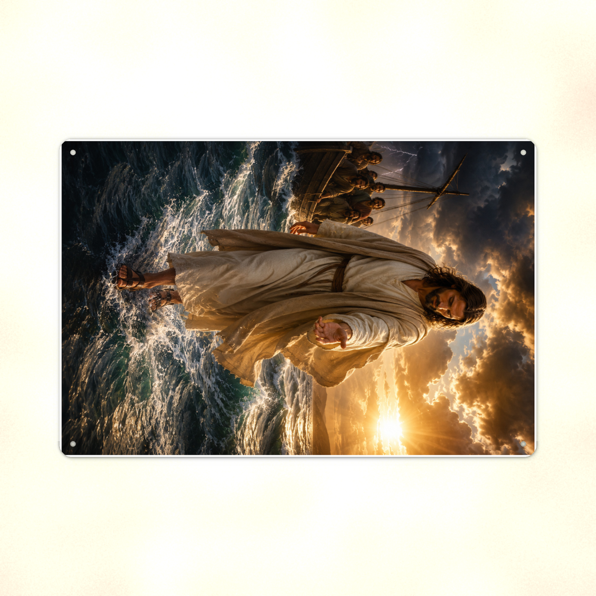 Jesus Walking On Water - Christian Metal Sign 8x12 & 12x18 — Print detail
