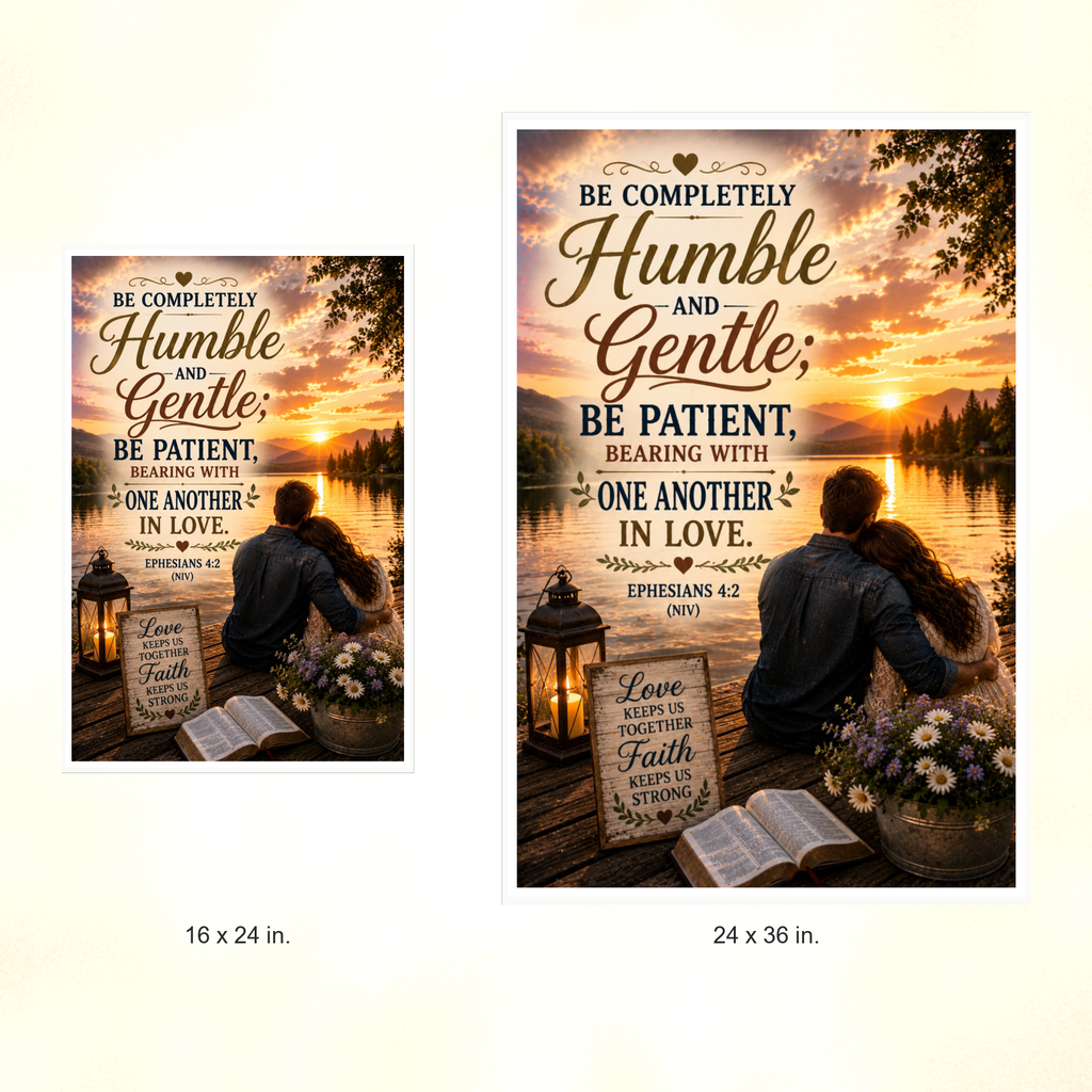 Poster size comparison: 16 x 24 inches and 24 x 36 inches, unframed.