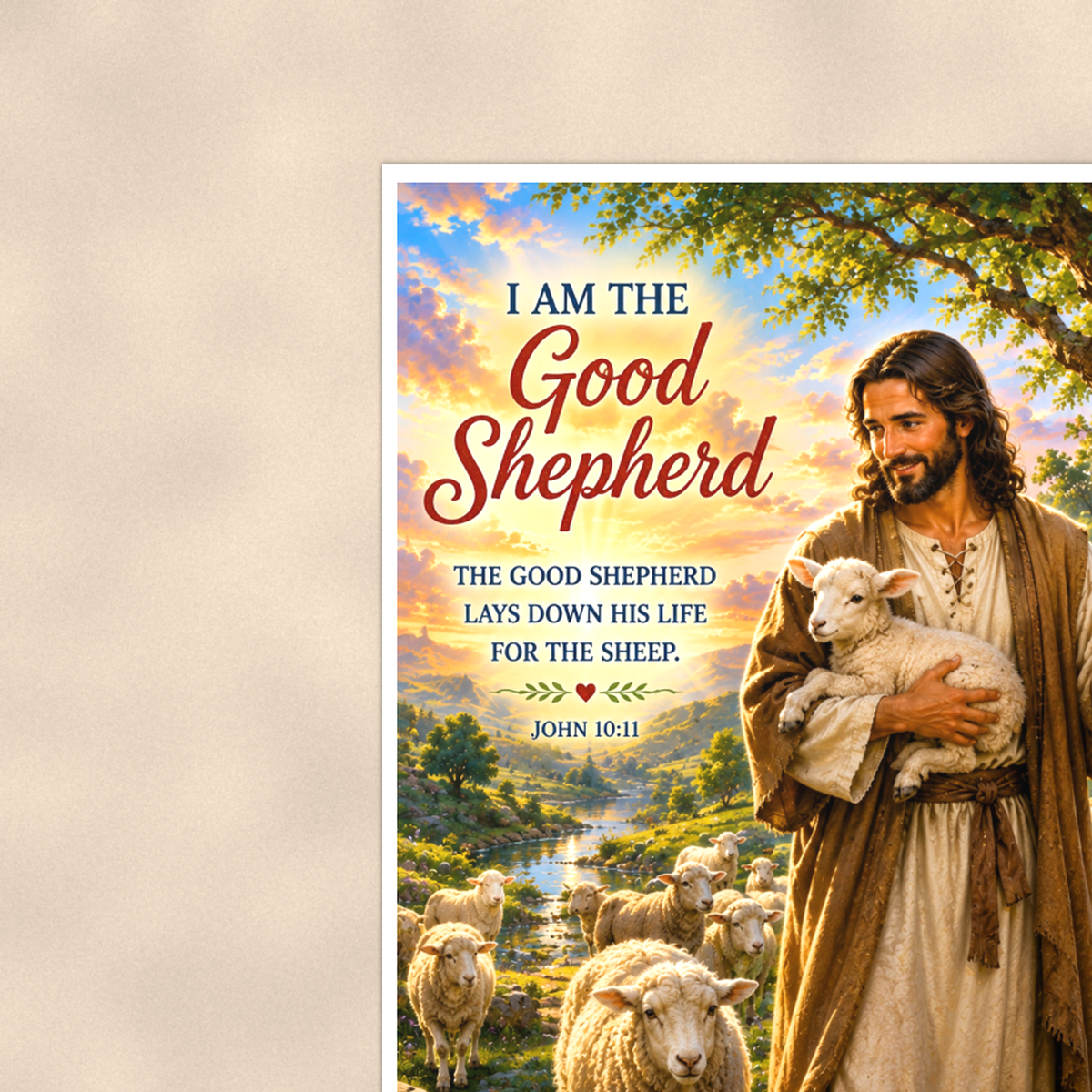 I Am The Good Shepherd - John 10:11, Christian Poster 16x24 & 24x36 — Context view