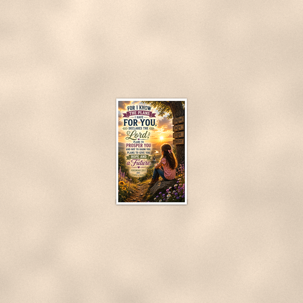 For I Know The Plans Girl At The Signpost - Jeremiah 29:11, Christian Poster 16x24 & 24x36 — Room display