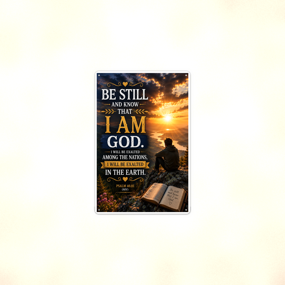Be Still And Know That I Am God - Psalm 46:10, Christian Metal Sign 8x12 & 12x18 — Context view