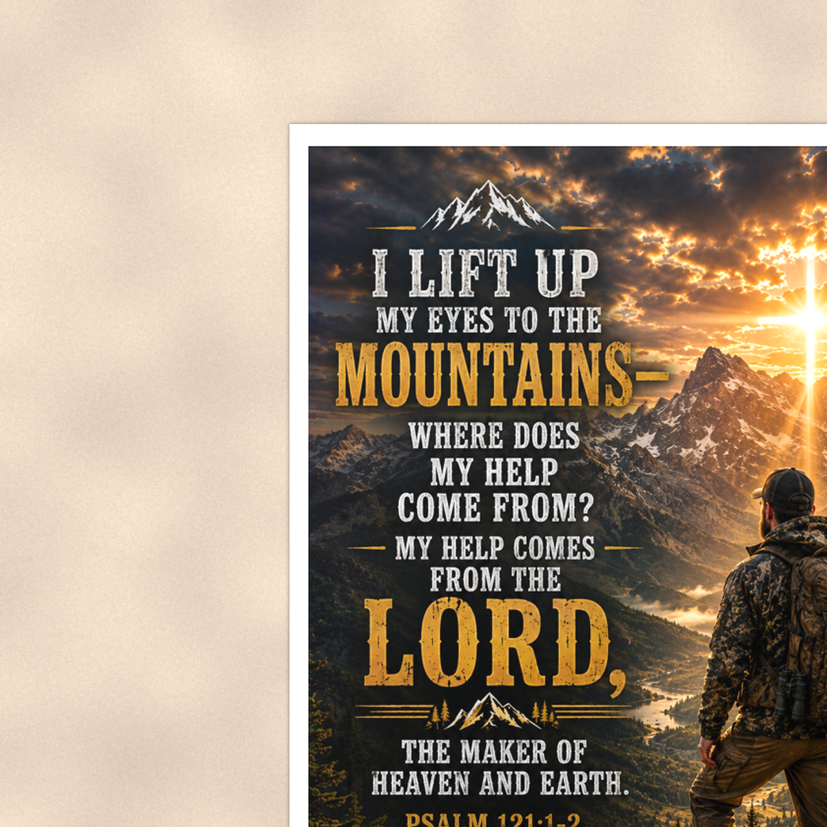 I Lift Up My Eyes To The Mountains - Psalm 121:1-2, Christian Poster 16x24 & 24x36 — Context view