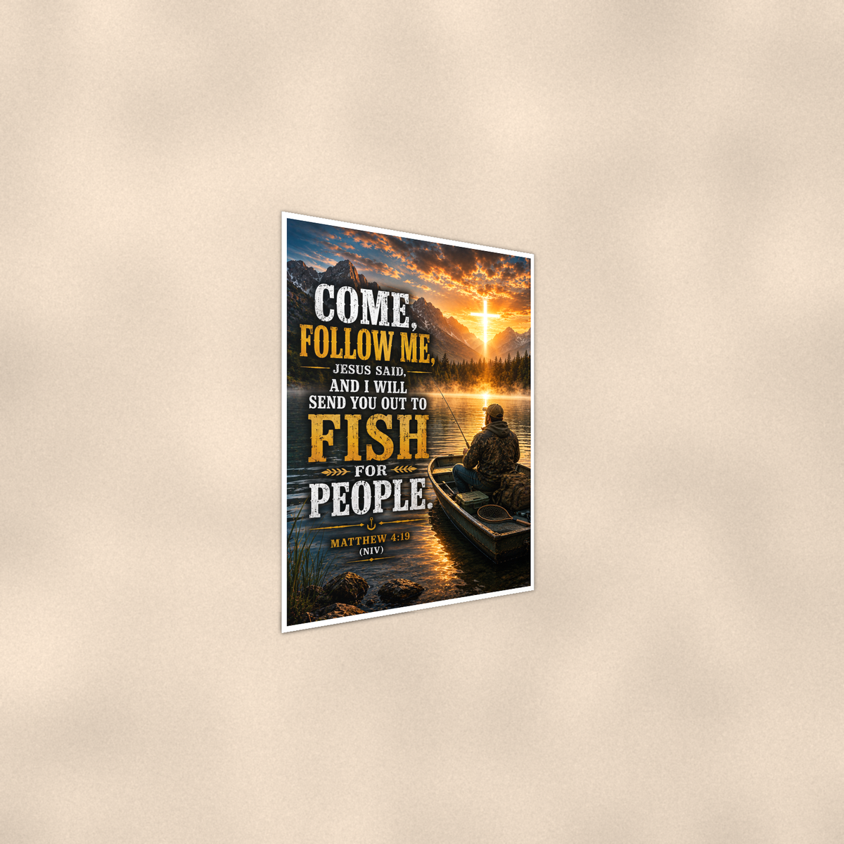 Come, Follow Me, Jesus Said - Matthew 4:19, Christian Poster 16x24 & 24x36 — Alternate wall view