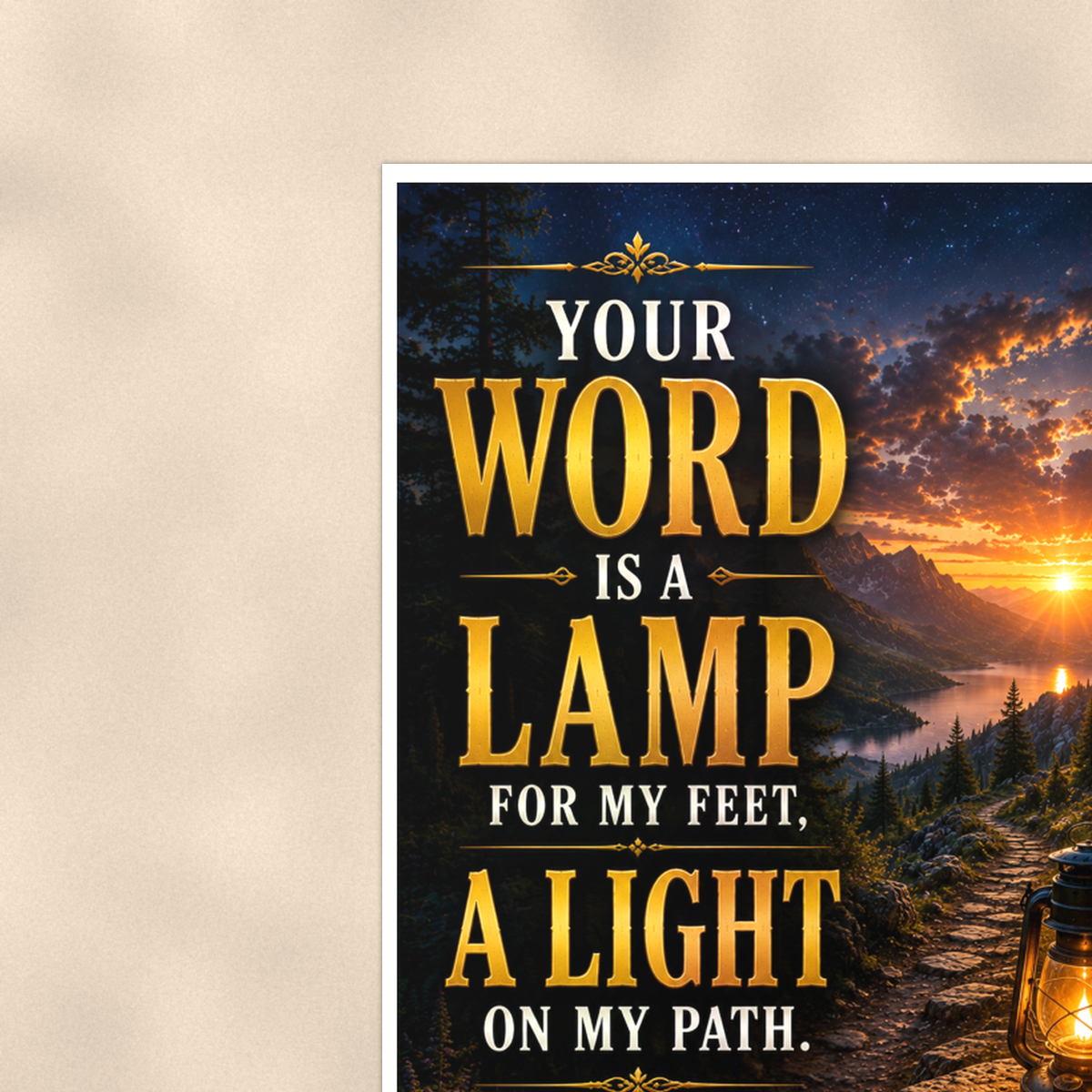 Your Word Is A Lamp For My Feet - Psalm 119:105, Christian Poster 16x24 & 24x36 — Context view