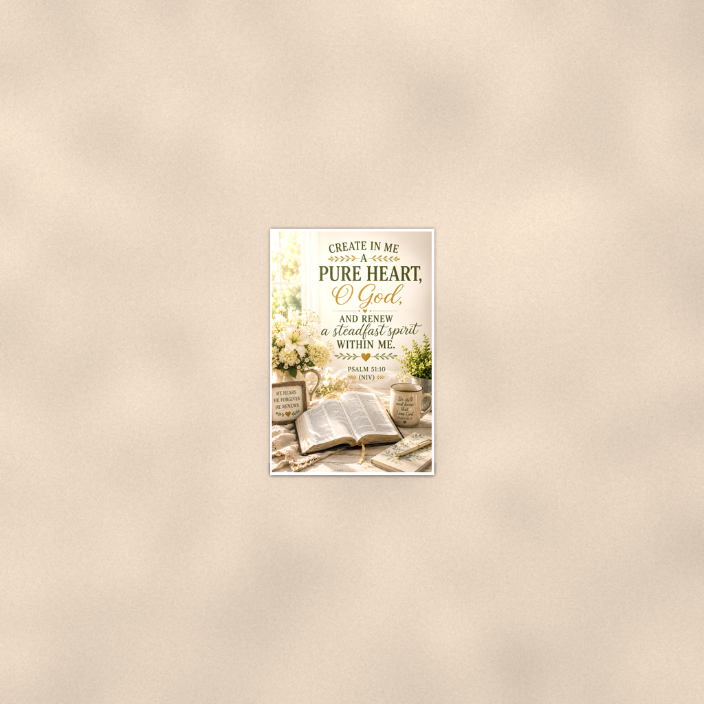 Create In Me A Pure Heart, O God - Psalm 51:10, Christian Poster 16x24 & 24x36 — Room display