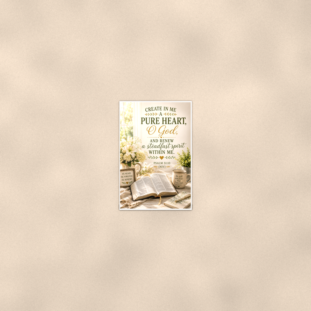 Create In Me A Pure Heart, O God - Psalm 51:10, Christian Poster 16x24 & 24x36 — Room display