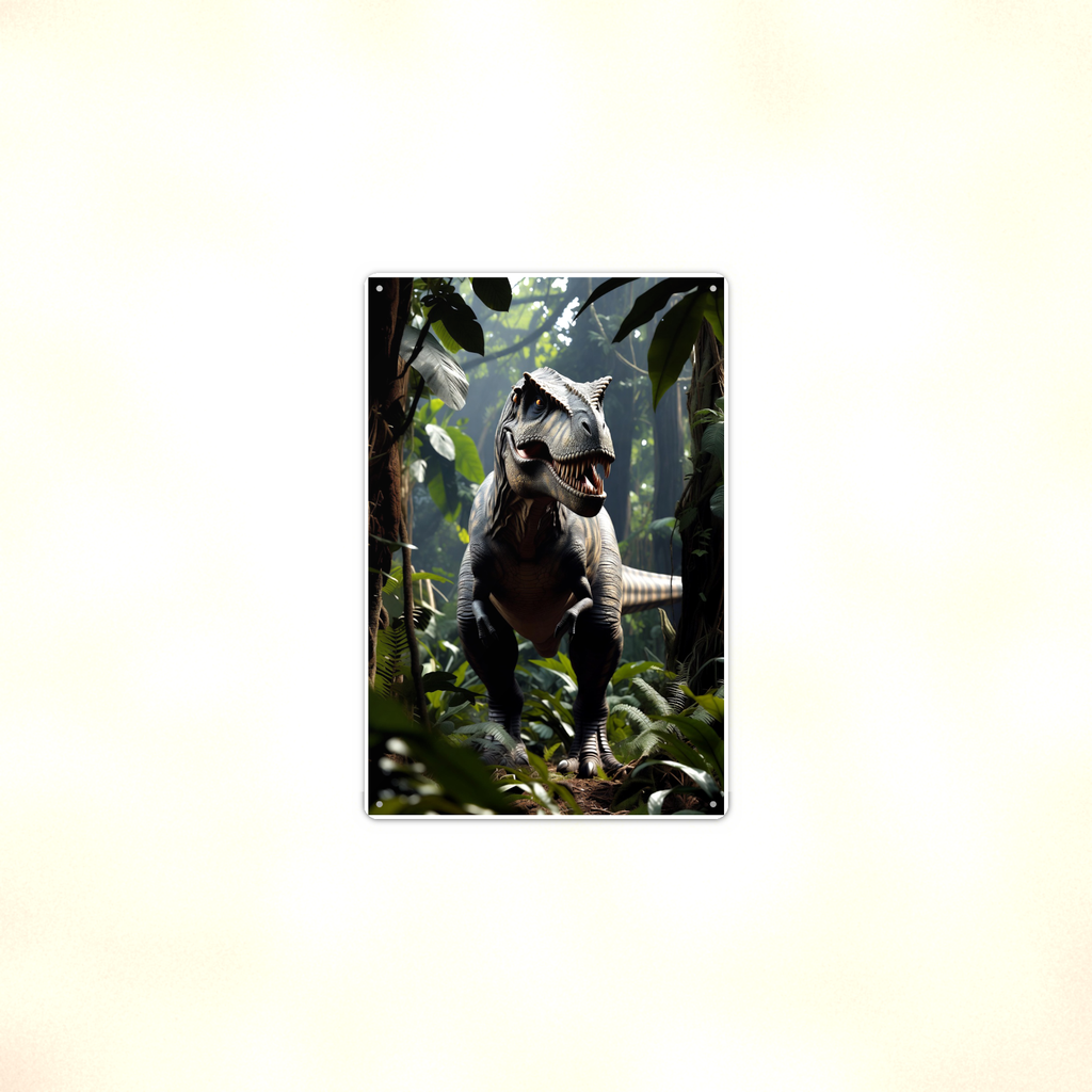 T-Rex Jungle Roar - Dinosaur Metal Sign 8x12 & 12x18, Aluminum Kids Room Decor — Context view