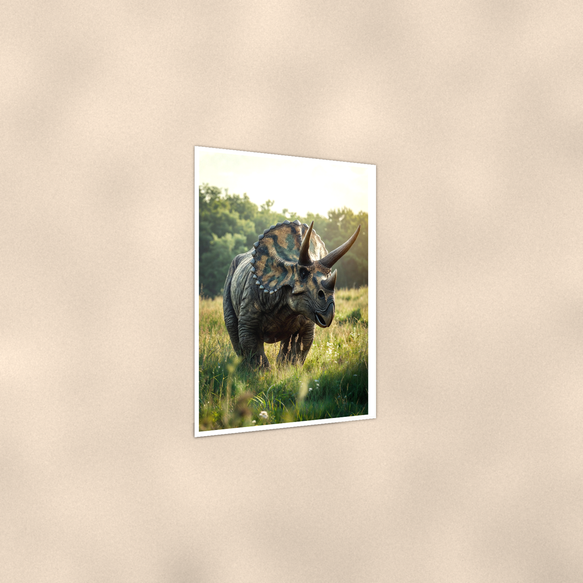 Triceratops Meadow Scene - Dinosaur Poster 16x24 & 24x36 — Print detail