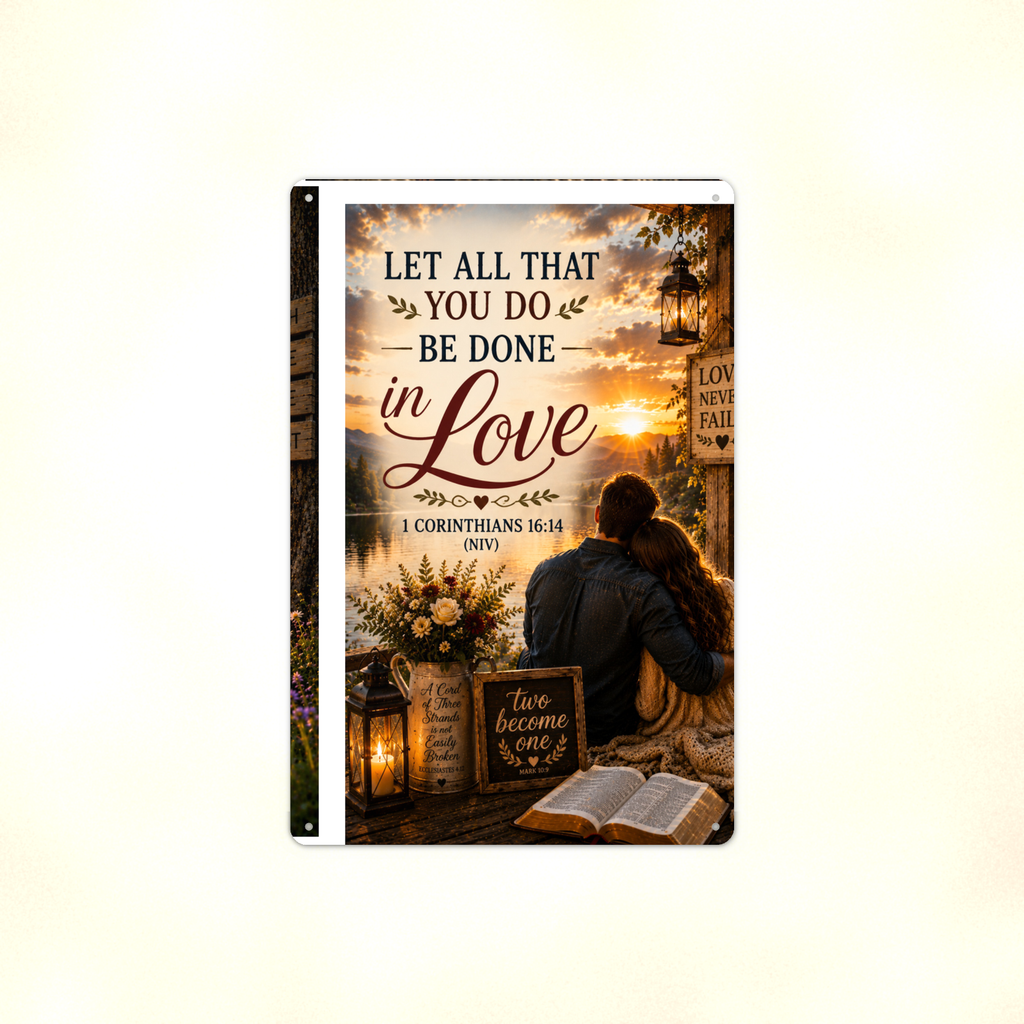Let All That You Do Be Done In Love - 1 Corinthians 16:14, Christian Metal Sign 8x12 & 12x18 — Full product view