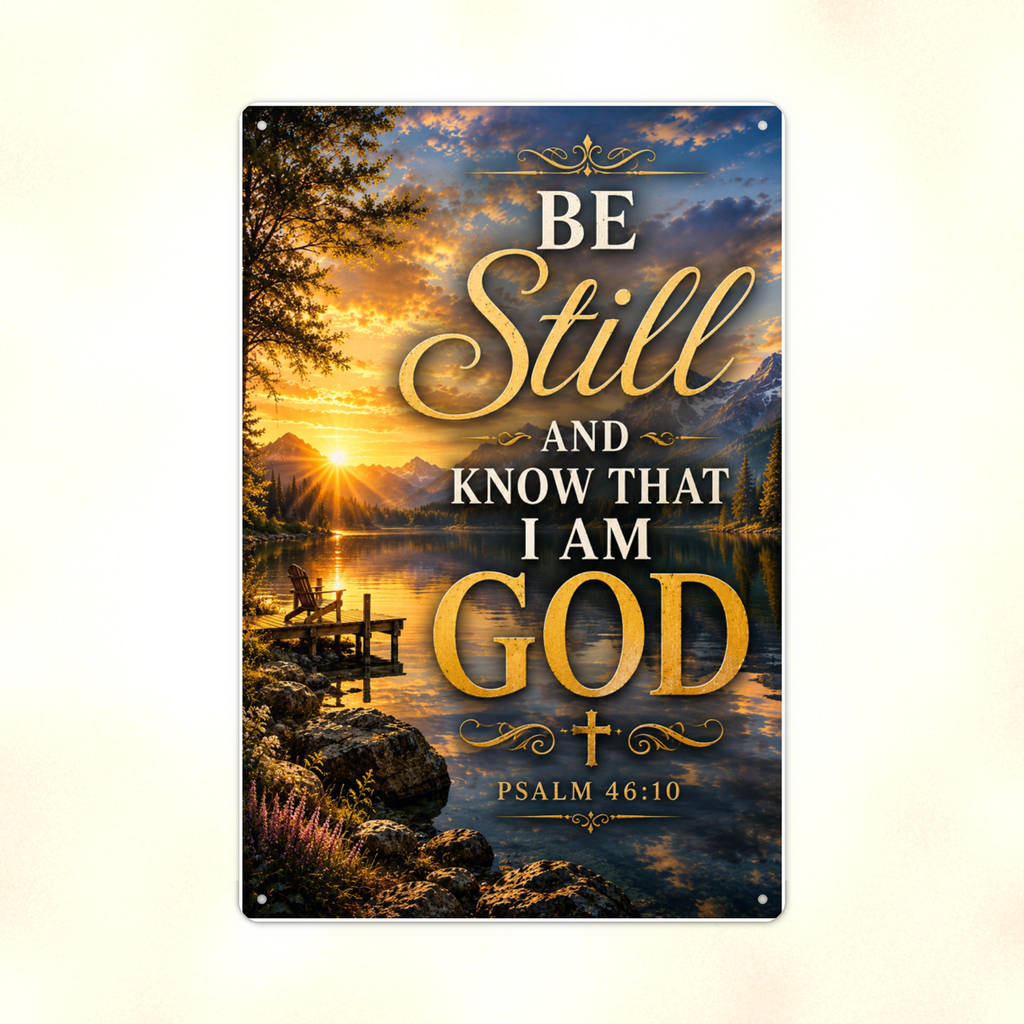 Be Still And Know That I Am God - Psalm 46:10, Christian Metal Sign 8x12 & 12x18 — Print detail