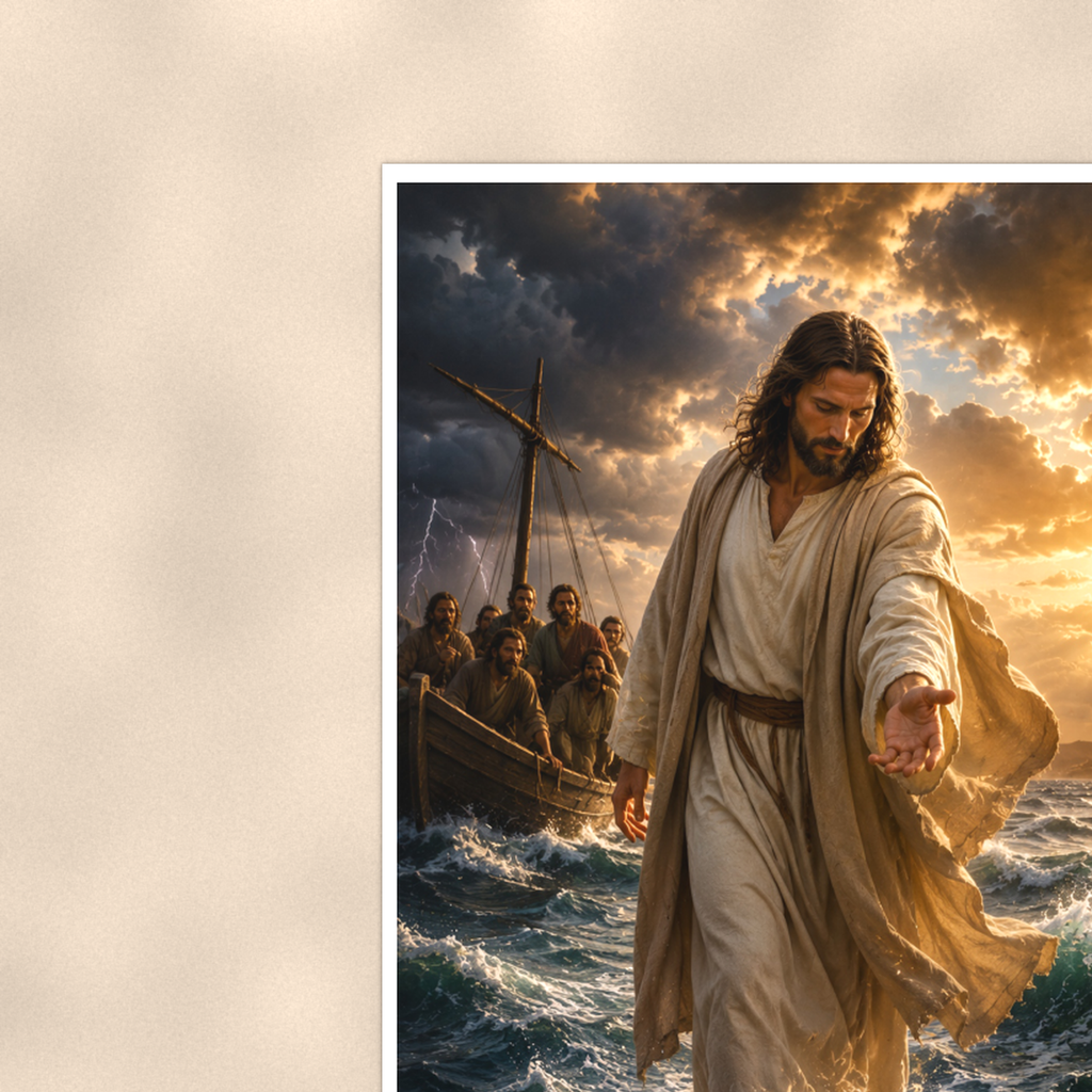 Jesus Walking On Water - Christian Poster 16x24 & 24x36 — Context view